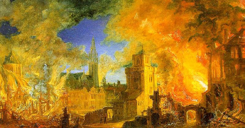Daniel van Heil The Gunpowder Storehouse Fire at Anvers France oil painting art